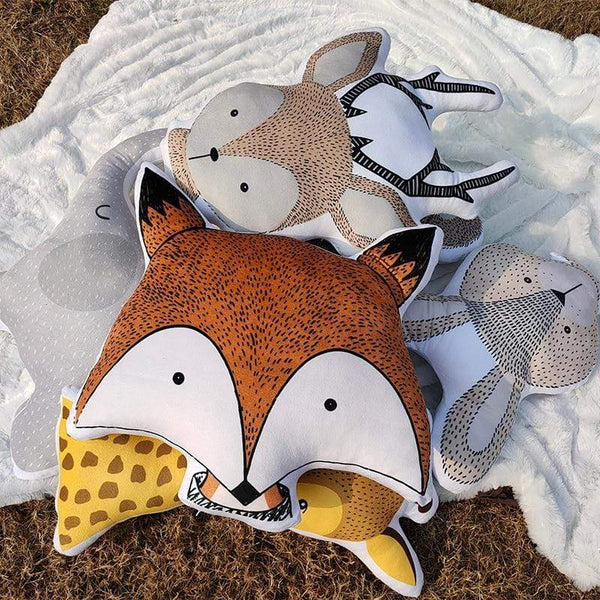 Planet Gates Baby Elephant Fox Deer Bear Giraffe Rabbit Soft Stuffed Plush Toys Pillows Animal Plush Toy Cartoon Pillow Cushion For Kids Gift