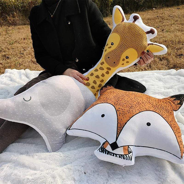 Planet Gates Baby Elephant Fox Deer Bear Giraffe Rabbit Soft Stuffed Plush Toys Pillows Animal Plush Toy Cartoon Pillow Cushion For Kids Gift
