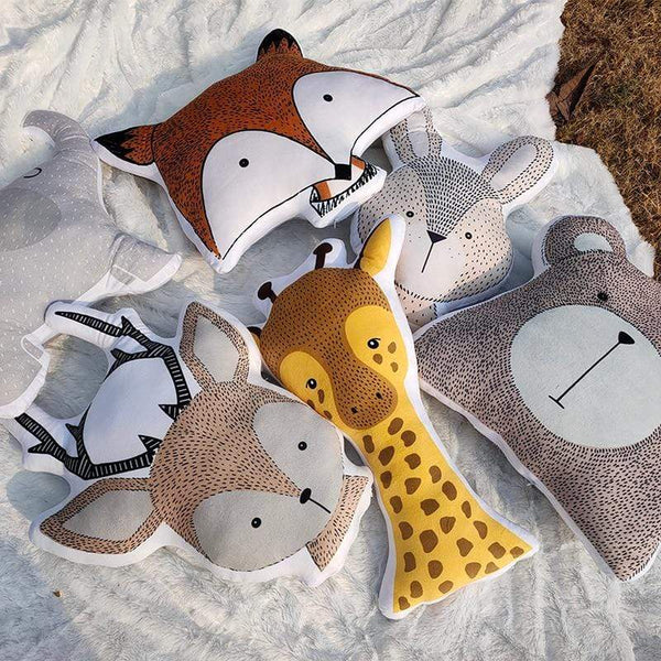 Planet Gates Baby Elephant Fox Deer Bear Giraffe Rabbit Soft Stuffed Plush Toys Pillows Animal Plush Toy Cartoon Pillow Cushion For Kids Gift
