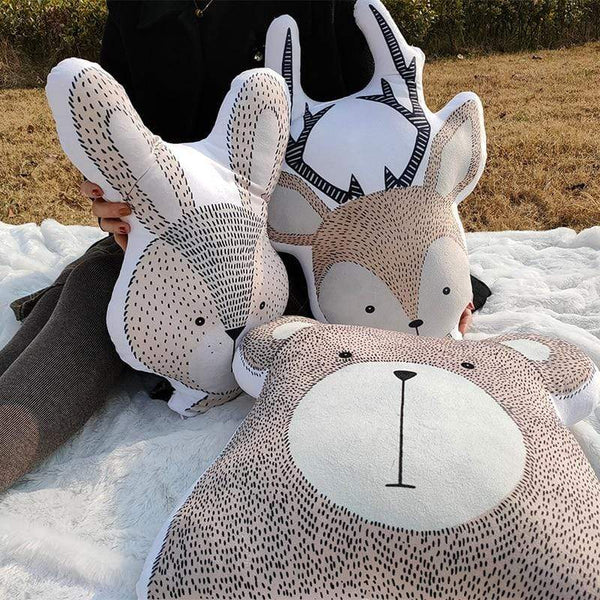 Planet Gates Baby Elephant Fox Deer Bear Giraffe Rabbit Soft Stuffed Plush Toys Pillows Animal Plush Toy Cartoon Pillow Cushion For Kids Gift