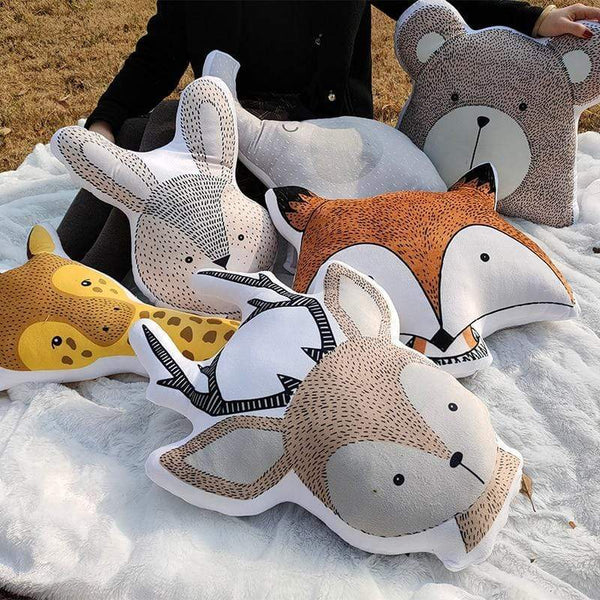 Planet Gates Baby Elephant Fox Deer Bear Giraffe Rabbit Soft Stuffed Plush Toys Pillows Animal Plush Toy Cartoon Pillow Cushion For Kids Gift
