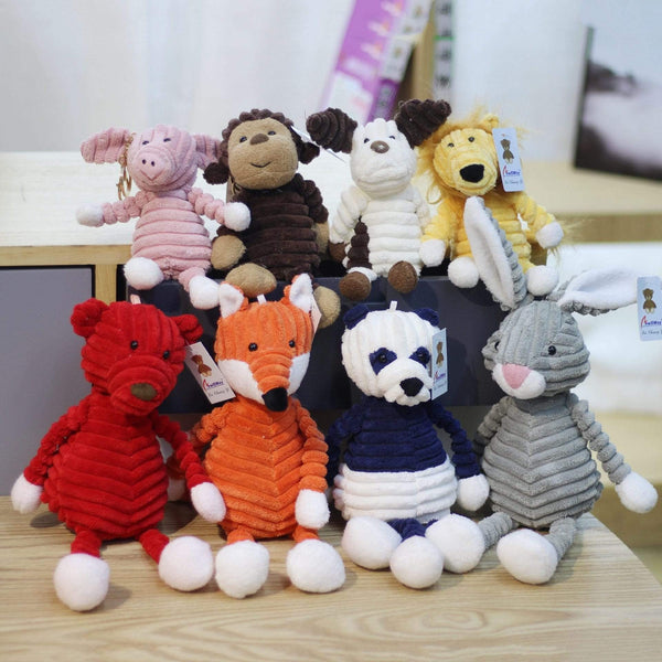 Planet Gates Baby Elephant Lion Fox Rabbit Pig Panda Duck Monkey Soft Stuffed Toys Cute Torest Animal Plush Toy For Kids Stripe