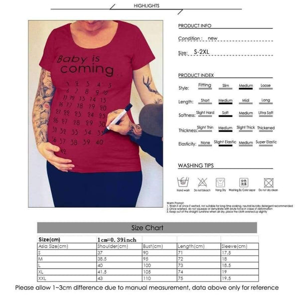 Planet Gates Baby Is Coming Print Women Maternity Clothing Pregnant Short T shirt Funny Top for photography photo shoot Plus Size