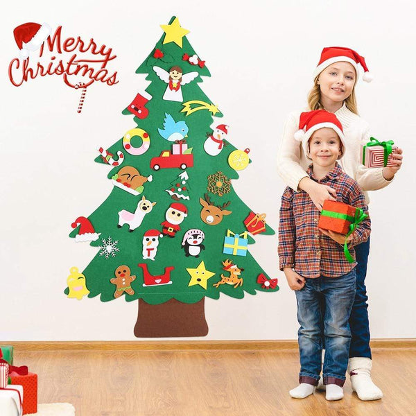 Planet Gates Baby Montessori Toy 32pcs DIY Felt Christmas Tree Toddlers Busy Board Xmas Tree Gift For Boy Girl Door Wall Ornament Decorations
