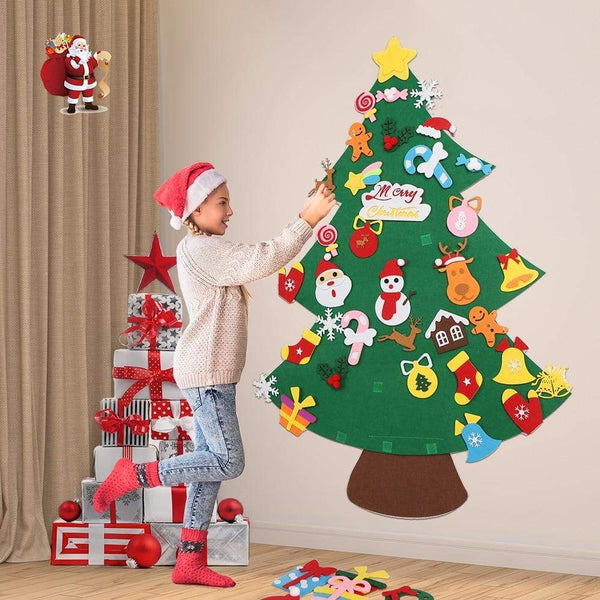 Planet Gates Baby Montessori Toy 32pcs DIY Felt Christmas Tree Toddlers Busy Board Xmas Tree Gift For Boy Girl Door Wall Ornament Decorations