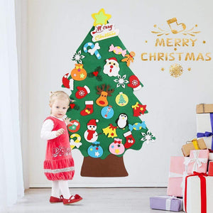 Planet Gates Baby Montessori Toy 32pcs DIY Felt Christmas Tree Toddlers Busy Board Xmas Tree Gift For Boy Girl Door Wall Ornament Decorations