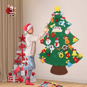 Planet Gates Baby Montessori Toy 32pcs DIY Felt Christmas Tree Toddlers Busy Board Xmas Tree Gift For Boy Girl Door Wall Ornament Decorations