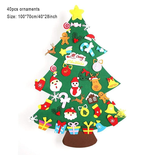 Planet Gates Baby Montessori Toy 32pcs DIY Felt Christmas Tree Toddlers Busy Board Xmas Tree Gift For Boy Girl Door Wall Ornament Decorations