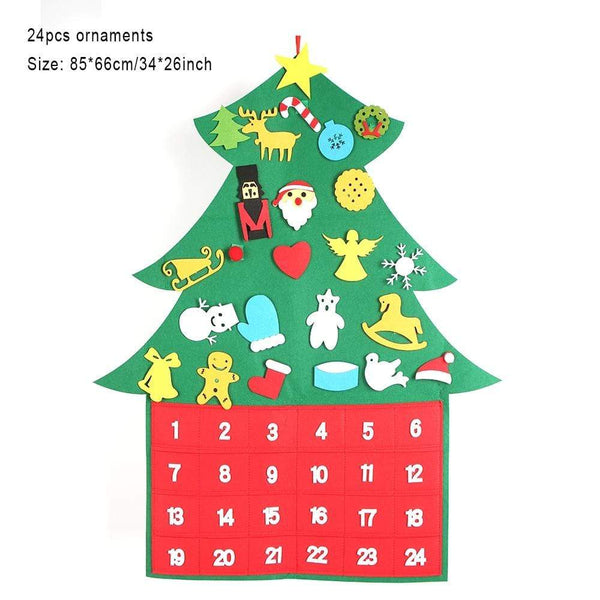 Planet Gates Baby Montessori Toy 32pcs DIY Felt Christmas Tree Toddlers Busy Board Xmas Tree Gift For Boy Girl Door Wall Ornament Decorations