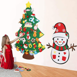 Planet Gates Baby Montessori Toy 32pcs DIY Felt Christmas Tree Toddlers Busy Board Xmas Tree Gift For Boy Girl Door Wall Ornament Decorations