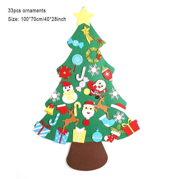 Planet Gates Baby Montessori Toy 32pcs DIY Felt Christmas Tree Toddlers Busy Board Xmas Tree Gift For Boy Girl Door Wall Ornament Decorations