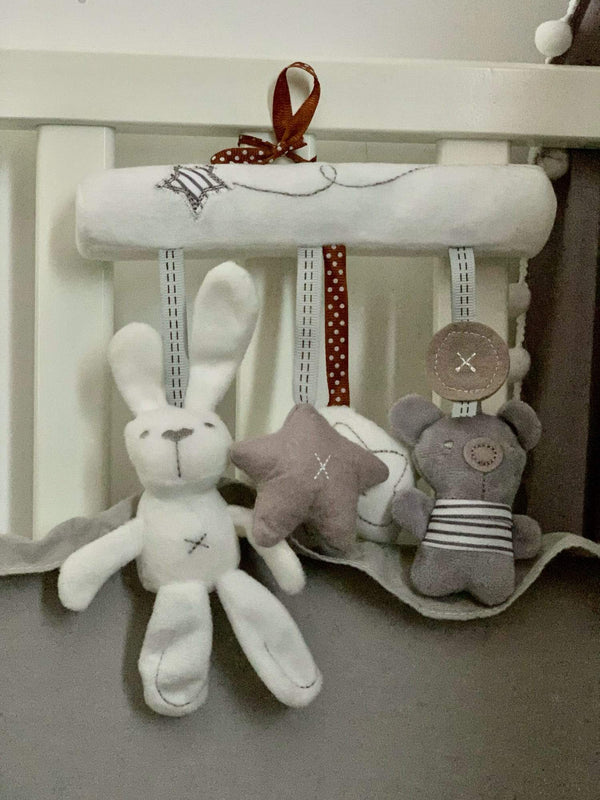 Planet Gates Baby Music Play Bed Hanging Bell Baby‘s Mobile Crib Infant Stroller Baby Crib Rattle Toy Soft Cute Rabbit Bear Bell Toy