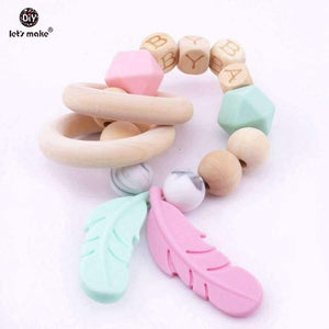 Planet Gates Baby Nursing Feather Bracelet 1pc Wooden Teething Beads DIY Jewelry Private Personalized Baby Toy Bracelet Teether