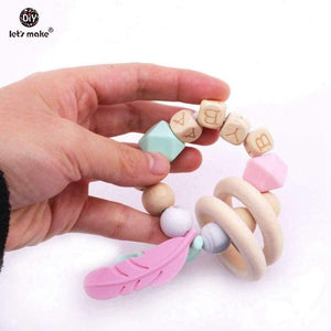 Planet Gates Baby Nursing Feather Bracelet 1pc Wooden Teething Beads DIY Jewelry Private Personalized Baby Toy Bracelet Teether