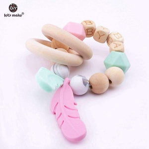Planet Gates Baby Nursing Feather Bracelet 1pc Wooden Teething Beads DIY Jewelry Private Personalized Baby Toy Bracelet Teether
