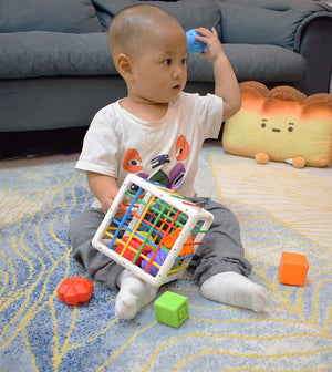 Planet Gates Baby Shape Sorting Toy  motor skill tactile touch toy 10 months to 3 years  InnyBin soft cube montessori educational toys