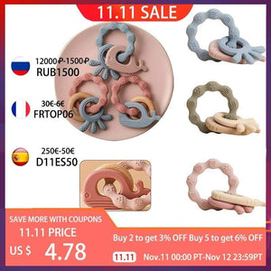 Planet Gates Baby Silicone Teethers Rodent Teething Ring Newborn Baby Rattle Bracelet Toys Food Grade Baby Bracelet Nursing Teething Toys