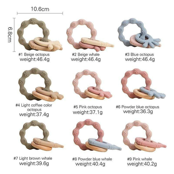 Planet Gates Baby Silicone Teethers Rodent Teething Ring Newborn Baby Rattle Bracelet Toys Food Grade Baby Bracelet Nursing Teething Toys