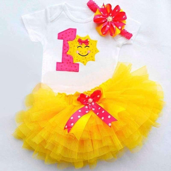Planet Gates Baby Summer Girl Dress First 1st Birthday Cake Smash Outfits Clothing 3pcs Sets Romper Tutu Skirt Headband Infant Suits