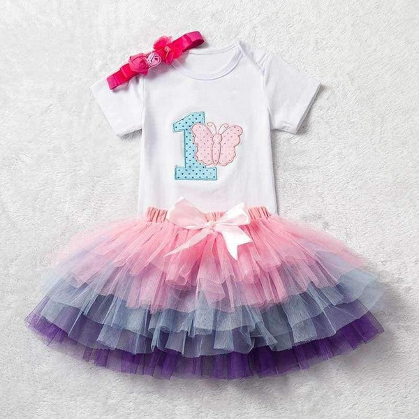 Planet Gates Baby Summer Girl Dress First 1st Birthday Cake Smash Outfits Clothing 3pcs Sets Romper Tutu Skirt Headband Infant Suits