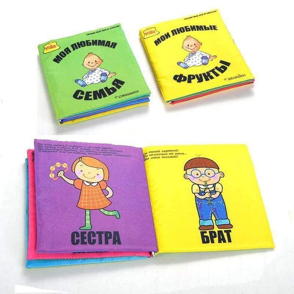 Planet Gates Baby Toys 2PCS Soft Fabric Books Russian Language Soft Rattle Mobiles Toys Infant Early Learning Education Kids Toy 0-24 Months