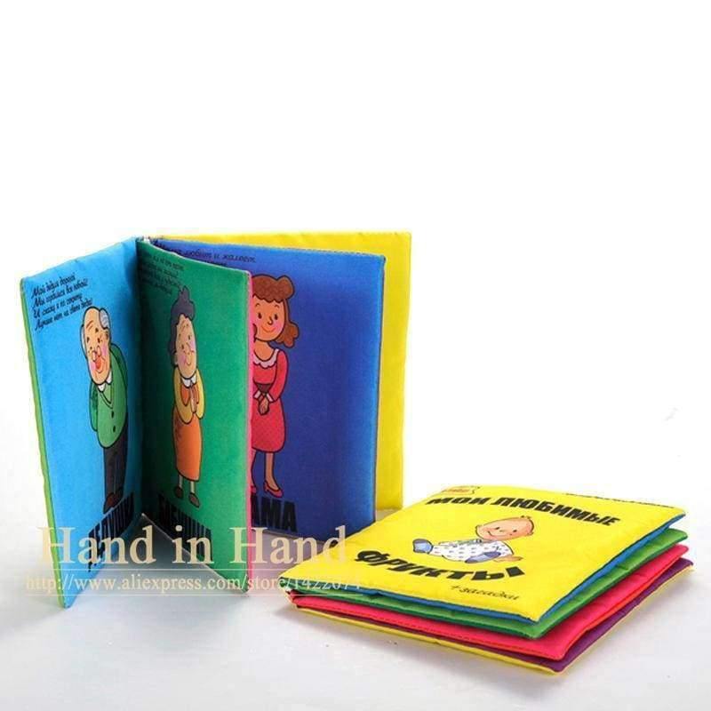 Planet Gates Baby Toys 2PCS Soft Fabric Books Russian Language Soft Rattle Mobiles Toys Infant Early Learning Education Kids Toy 0-24 Months