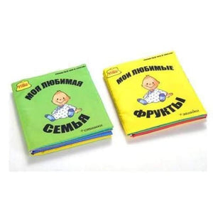 Planet Gates Baby Toys 2PCS Soft Fabric Books Russian Language Soft Rattle Mobiles Toys Infant Early Learning Education Kids Toy 0-24 Months