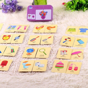 Planet Gates Baby Toys Montessori wooden Cognitive Pair Puzzle Card Toy For Kids Learning Education Vehicle/Fruit/Animal/Life Set Puzzle Gift