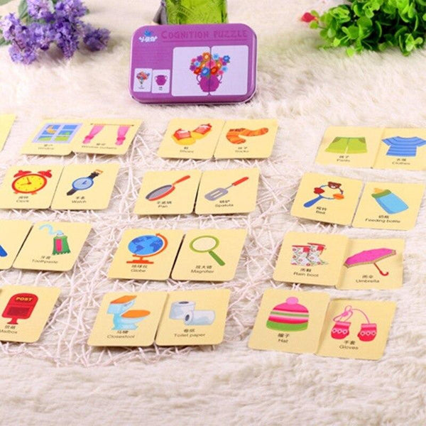 Planet Gates Baby Toys Montessori wooden Cognitive Pair Puzzle Card Toy For Kids Learning Education Vehicle/Fruit/Animal/Life Set Puzzle Gift