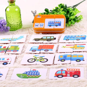 Planet Gates Baby Toys Montessori wooden Cognitive Pair Puzzle Card Toy For Kids Learning Education Vehicle/Fruit/Animal/Life Set Puzzle Gift