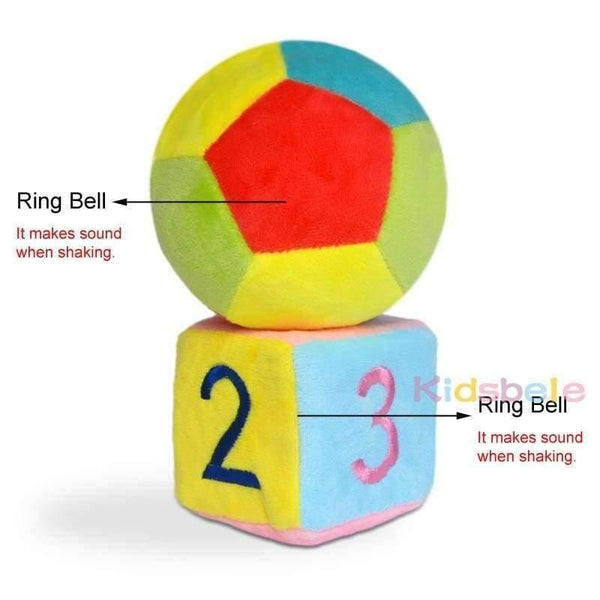 Planet Gates Baby Toys Soft Cloth Rattle Mobile Crib Stroller Toys 1PCS Cube+1PCS Ball Handbell Newborn Educational Colorful Infant Bebe Toys