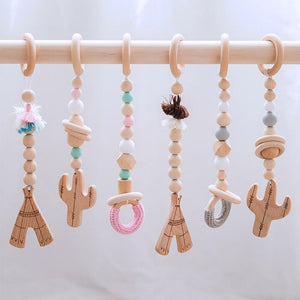 Planet Gates Baby Toys Wooden Play Gym Hanging Mobile Bed Holder Star Pendant Stroller Baby Toy Bell Wood Rattle Ring Newborn Educational Toy