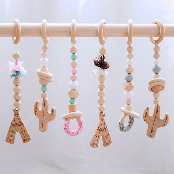 Planet Gates Baby Toys Wooden Play Gym Hanging Mobile Bed Holder Star Pendant Stroller Baby Toy Bell Wood Rattle Ring Newborn Educational Toy