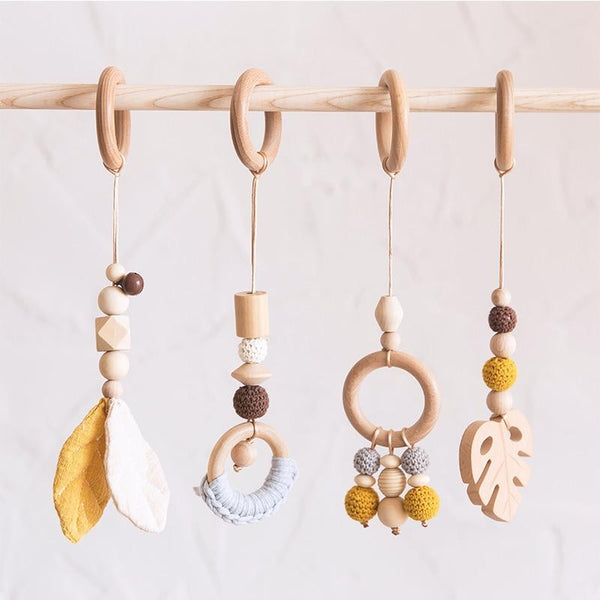Planet Gates Baby Toys Wooden Play Gym Hanging Mobile Bed Holder Star Pendant Stroller Baby Toy Bell Wood Rattle Ring Newborn Educational Toy