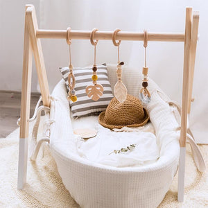 Planet Gates Baby Toys Wooden Play Gym Hanging Mobile Bed Holder Star Pendant Stroller Baby Toy Bell Wood Rattle Ring Newborn Educational Toy