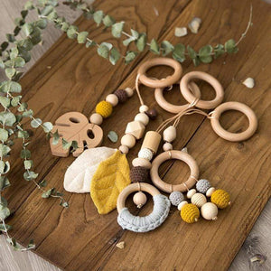 Planet Gates Baby Toys Wooden Play Gym Hanging Mobile Bed Holder Star Pendant Stroller Baby Toy Bell Wood Rattle Ring Newborn Educational Toy