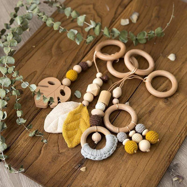 Planet Gates Baby Toys Wooden Play Gym Hanging Mobile Bed Holder Star Pendant Stroller Baby Toy Bell Wood Rattle Ring Newborn Educational Toy