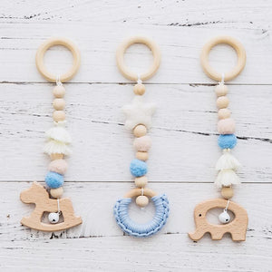 Planet Gates Baby Toys Wooden Play Gym Hanging Mobile Bed Holder Star Pendant Stroller Baby Toy Bell Wood Rattle Ring Newborn Educational Toy