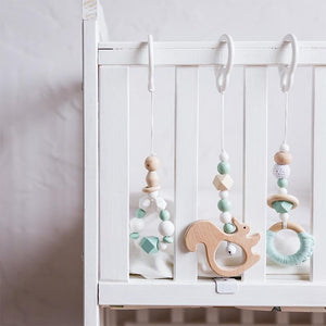 Planet Gates Baby Toys Wooden Play Gym Hanging Mobile Bed Holder Star Pendant Stroller Baby Toy Bell Wood Rattle Ring Newborn Educational Toy