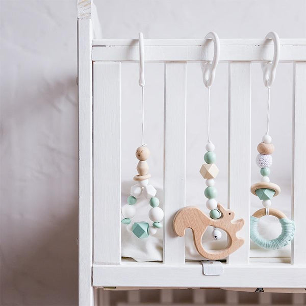 Planet Gates Baby Toys Wooden Play Gym Hanging Mobile Bed Holder Star Pendant Stroller Baby Toy Bell Wood Rattle Ring Newborn Educational Toy