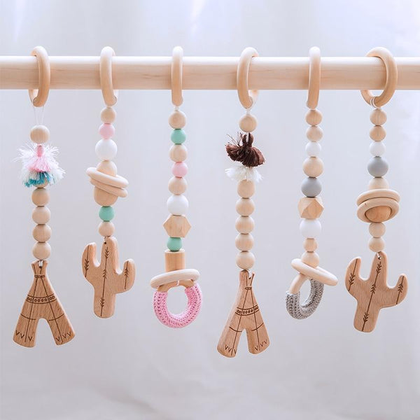 Planet Gates Baby Toys Wooden Play Gym Hanging Mobile Bed Holder Star Pendant Stroller Baby Toy Bell Wood Rattle Ring Newborn Educational Toy