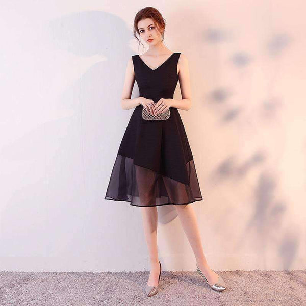 A-Line Tulle  Cocktail Dresses Sweet Elegant V-Neck Sleeveless Open Back Knee-Length Short Homecoming Dresses 2018