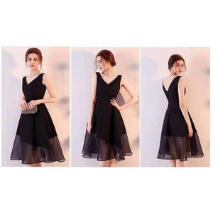 A-Line Tulle  Cocktail Dresses Sweet Elegant V-Neck Sleeveless Open Back Knee-Length Short Homecoming Dresses 2018