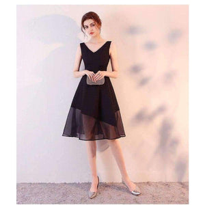 A-Line Tulle  Cocktail Dresses Sweet Elegant V-Neck Sleeveless Open Back Knee-Length Short Homecoming Dresses 2018