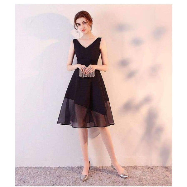 A-Line Tulle  Cocktail Dresses Sweet Elegant V-Neck Sleeveless Open Back Knee-Length Short Homecoming Dresses 2018