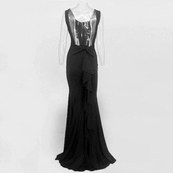 Planet Gates Backless Sexy Women Long Mermaid Dress Party Prom Floor Length Dresses Black Elegent Bowknot Summer Dress Vestido