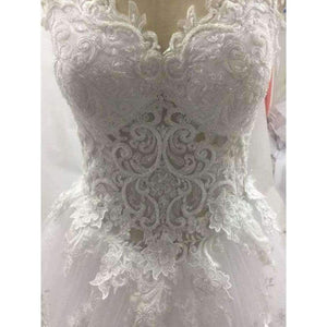 Planet Gates Backless Sweetheart Lace Wedding Dress See Through Royal Tail Luxury Bridal Dress Robe de mariee