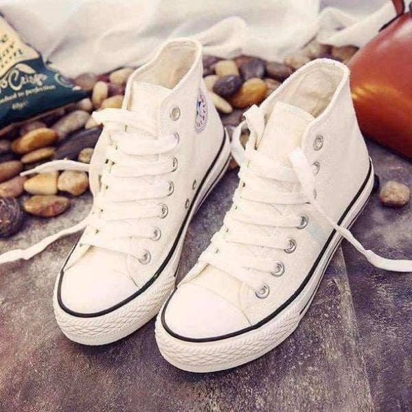 Planet Gates bai  hei / 6 High Quality Classic Women Canvas Shoes 2018 new autumn High Top Flats Women Vulcanized Shoes Factory Outlet Female Casual Shoes
