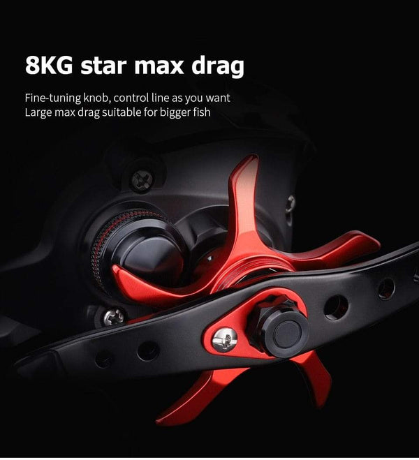 Planet Gates Baitcasting Reel BT2000 8kg Drag SFS Double Brake System Saltwater Reel 6.3:1 High Speed Metal Spare Spool Fishing Reel