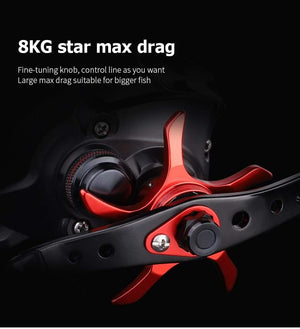 Planet Gates Baitcasting Reel BT2000 8kg Drag SFS Double Brake System Saltwater Reel 6.3:1 High Speed Metal Spare Spool Fishing Reel